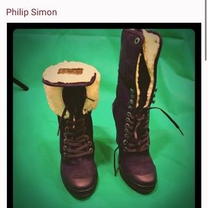 Philip Simon Kevoik navy canvas/rubber boot